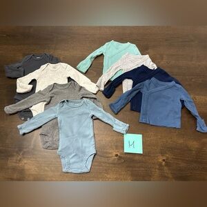 NB Carter's Navy Long Sleeve Baby Onesie Lot
